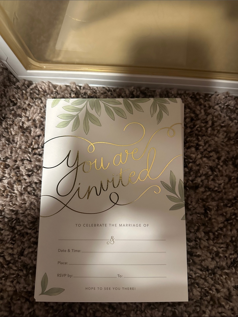 Gold Script 'You Are Invited' Wedding Invitation Card - set of 25